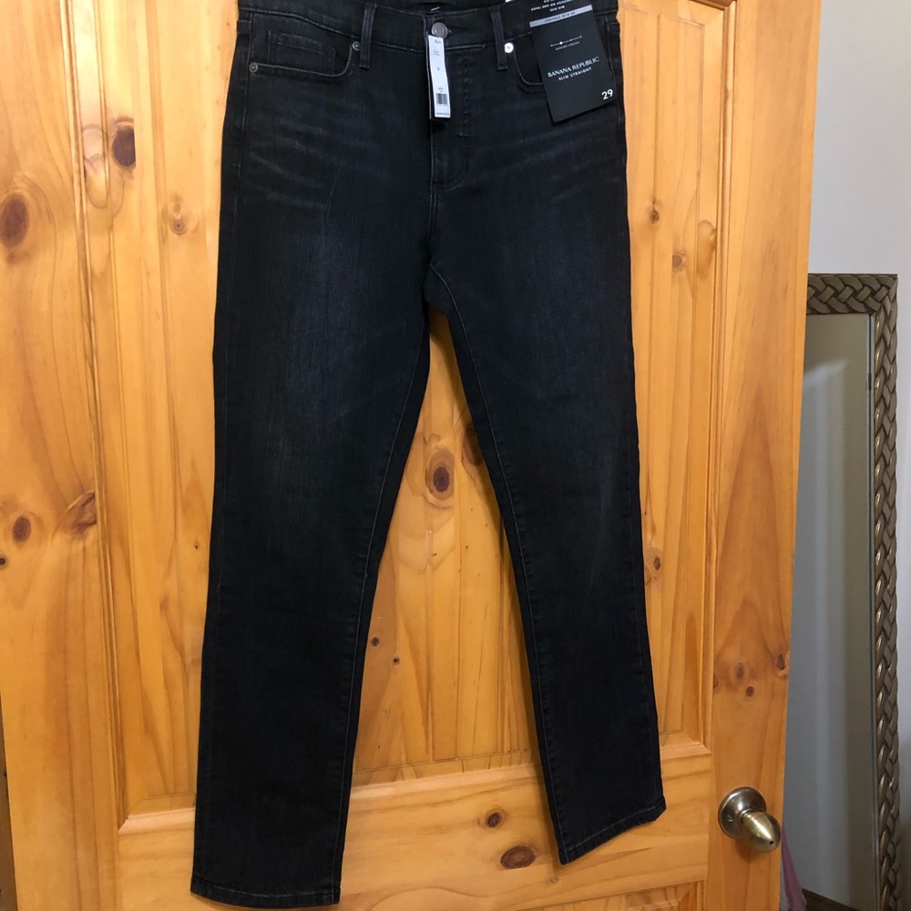 Banana Republic Slim Straight Black Jeans